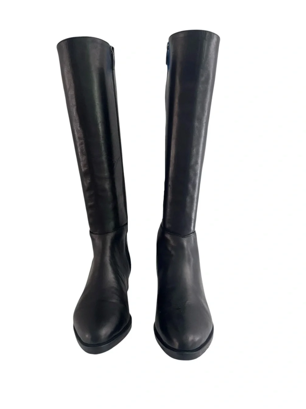 Gianni Crasto Black Leather Knee High Boots Block Heel EU 38
